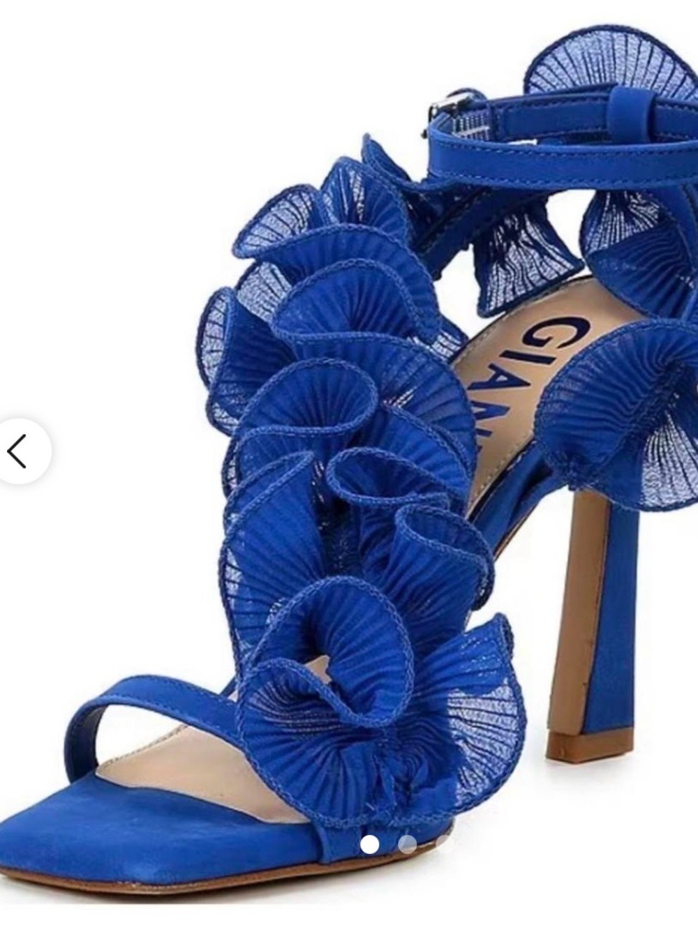 Gianni Bini Franz Royal Blue Ruffle Dress Sandals Heels 5.5